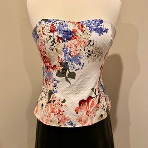 White House Black Market Corset Floral Top Size 8